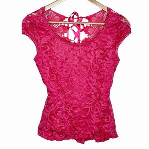 Y2K Lace Up Top Pink Womens Small Fairycore Regency Renfaire Coquette Princess